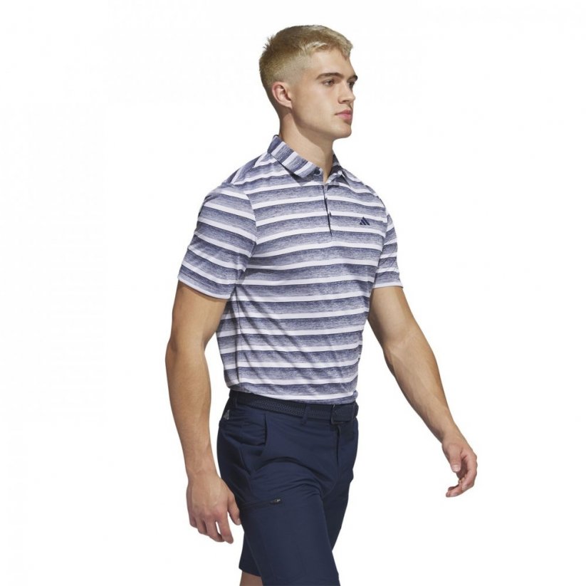 adidas Two-Color Striped Golf Polo Shirt Adults Navy White