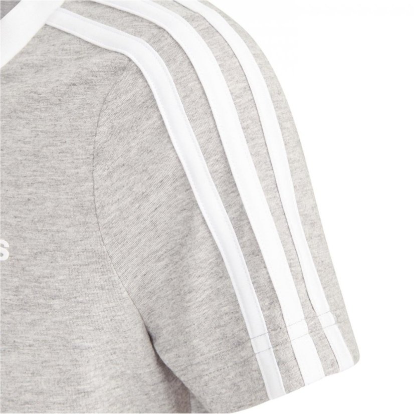 adidas 3 Stripe T Shirt Junior Girls Grey/White - Veľkosť: 15-16 Years