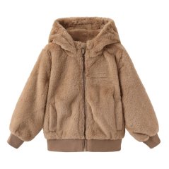 Firetrap Kids' Short Plush Long Sleeve Shearling Jacket Brown