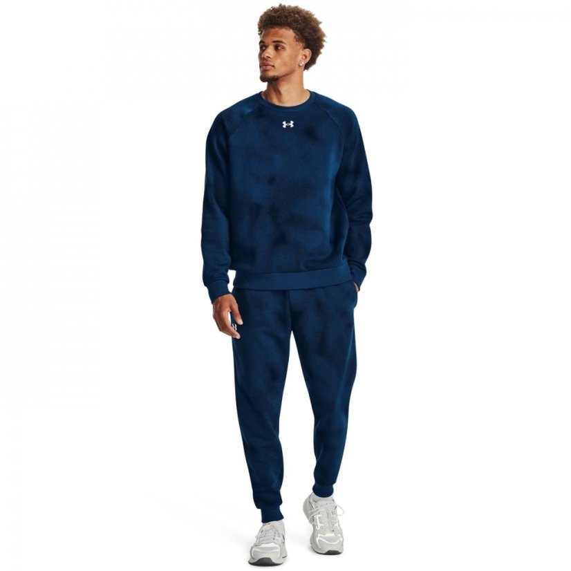 Under Armour Armour Ua Rival Fleece Printed Crew Sweatshirt Mens Varsity Blue