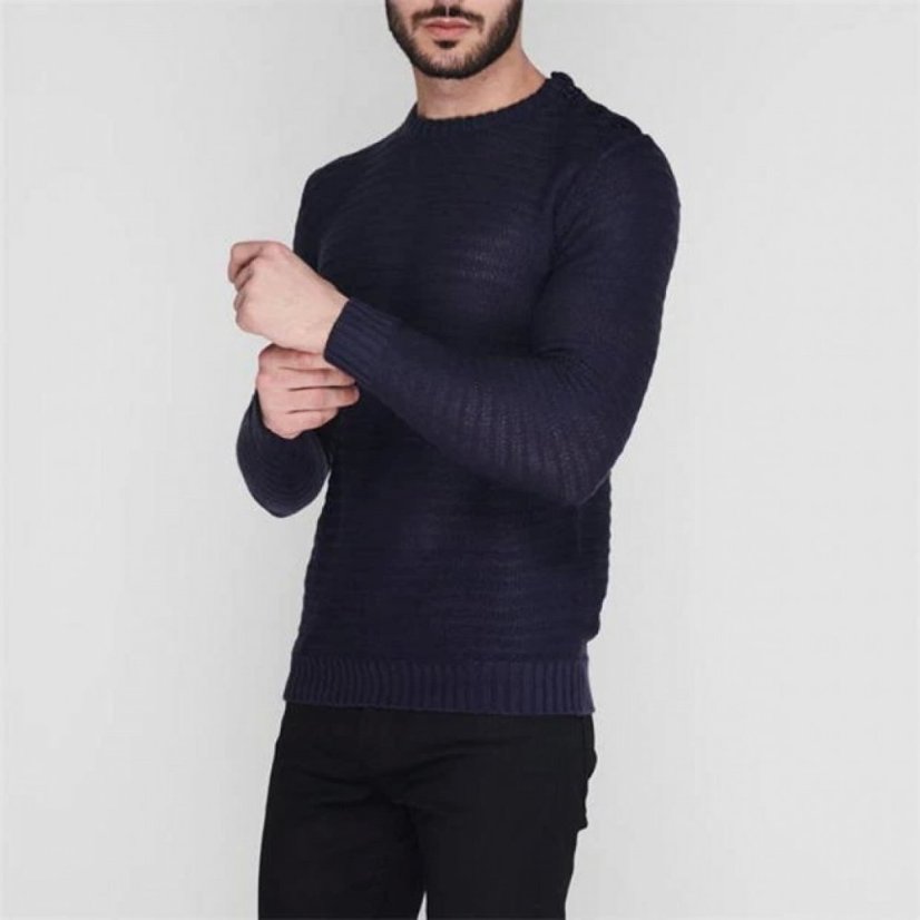 Lee Cooper Button Shoulder Knitted Jumper Mens Navy