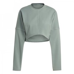adidas Yoga Studio Crop Sweatshirt Womens Top Silver Green
