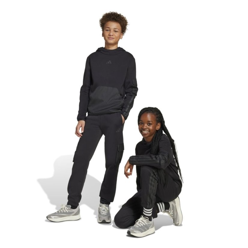adidas Utility Fleece Cargo Joggers Juniors Black