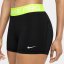 Nike Pro Three Inch Shorts Womens Black/ Volt