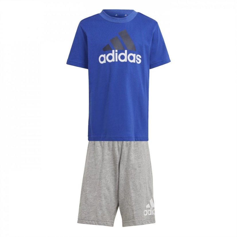 adidas Essentials Logo Tee and Short Set Unisex Infants Blue/Grey