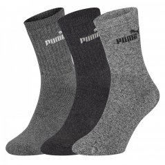 Puma 3 Pack Crew Socks Mens Anthracite/Grey