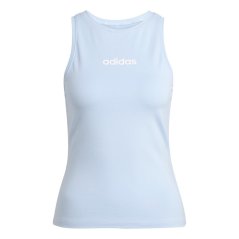 adidas Essentials Linear Slim Cotton Tank Top Womens Glow Blue