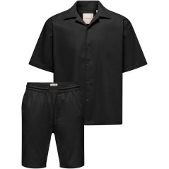 Only and Sons Mens Resort Shirt and Shorts Set Black