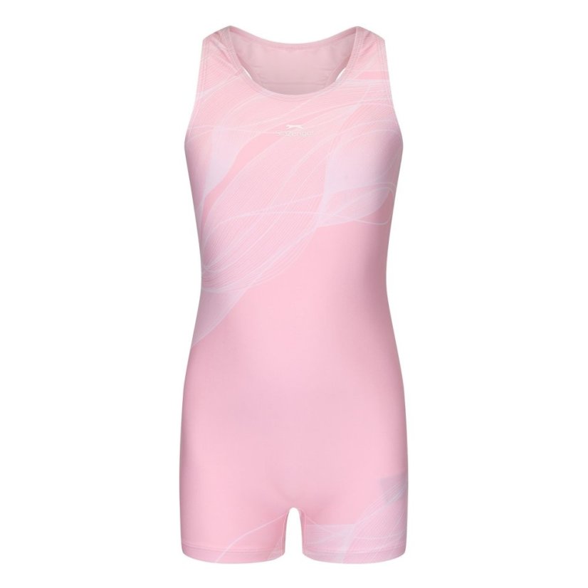 Slazenger LYCRA® XTRA LIFE™ Boyleg Swimming Suit Junior Girls Pink/White