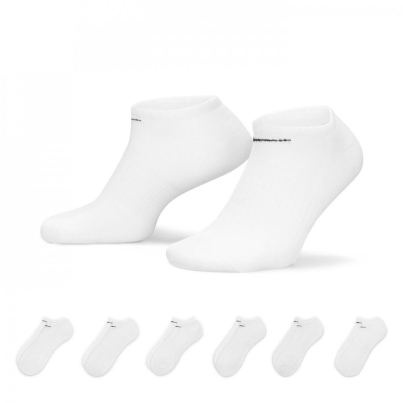 Nike Everyday Cushioned Training No-Show Socks (6 Pairs) White