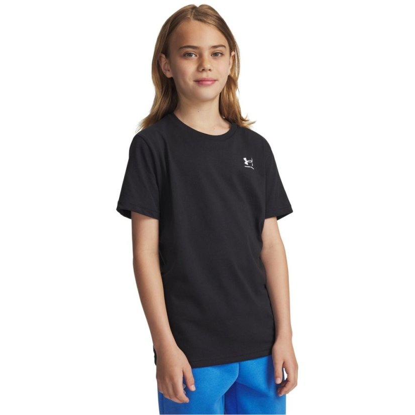 Under Armour UA Sportstyle Boys Short Sleeve Black Medium Heather