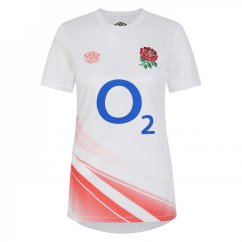 Umbro England Rugby Warm Up Shirt 2023 2024 Womens White/Coral
