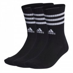 adidas Cushioned 3 Stripe Crew Sock 3 Pack Juniors Black/White