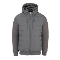 Firetrap Mens Sartorial Padded Quilted Long Sleeve Hybrid Jacket Charcoal