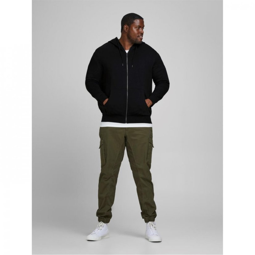 Jack and Jones Zip Up Hoodie Mens Plus Size Black