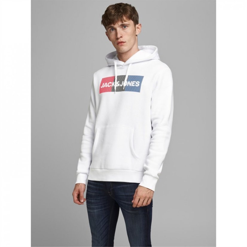 Jack and Jones Corp Logo Hoodie White Detail