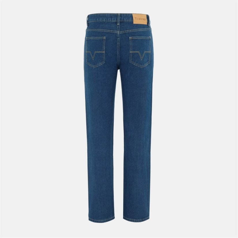 Firetrap Men's Cotton Mid Rise Straight Leg Jeans Mid-Blue