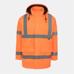 Dunlop Men's Waterproof Wind Resistant Reflective Long Sleeve Hi-Vis Jacket Orange