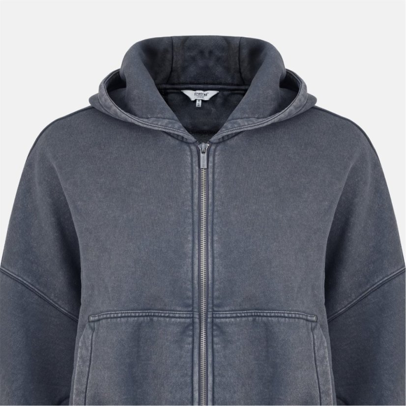 Firetrap Women's Washed ZT Cotton Long Sleeve Zip Hoodie Grey
