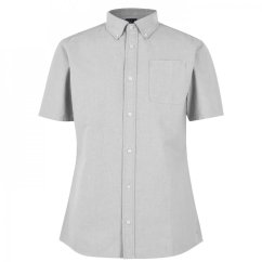 Firetrap Men's Classic Oxford Short Sleeve Shirt Grey