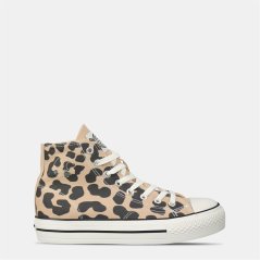 SoulCal Canvas High Top Platform Trainers Womens Leopard