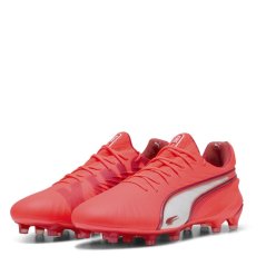Puma King Ultimate Firm Ground Football Boots Juniors Glowing Red