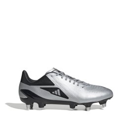 adidas Adizero RS15 Pro Juniors Soft Ground Rugby Boots Slvr/Blk/Wht