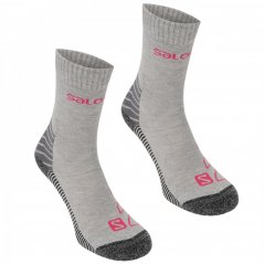 Salomon Lightweight 2 Pack Walking Socks Ladies Grey/Fuchsia