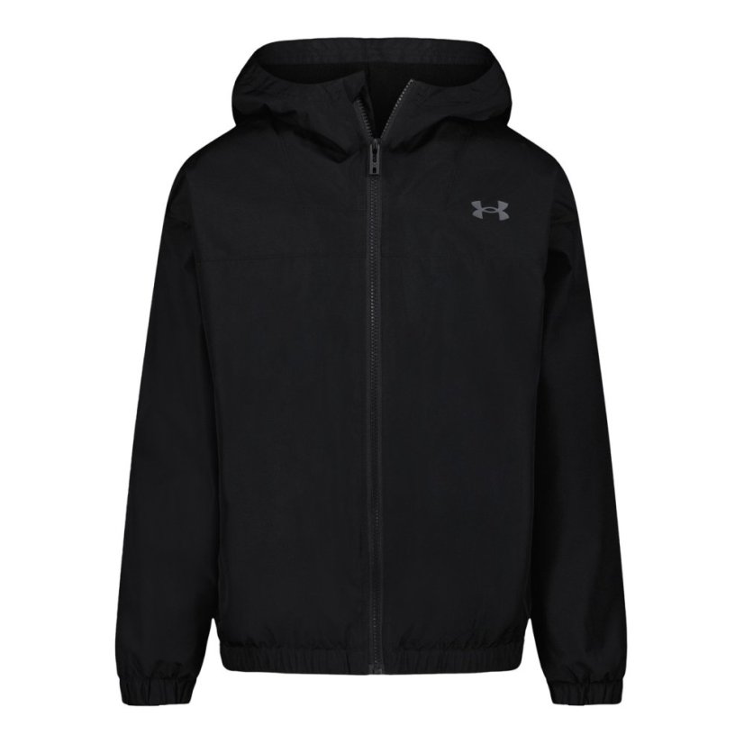 Under Armour Kids' Windbreaker Water-Repellent Windproof Hooded Long Sleeve Rain Anorak Black/Black