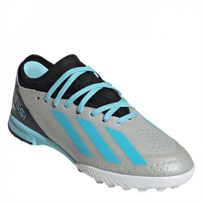 adidas X Crazyfast League Childrens Astro Turf Football Boots Silver/Blue/Blk