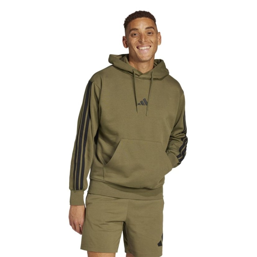 adidas Essentials Fleece 3-Stripes pánska mikina Olive Strata