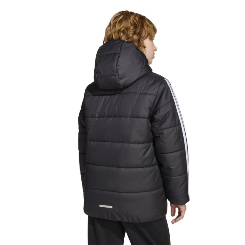 adidas Unisex Kids Essentials 3S Hooded Long Sleeve Puffer Jacket Black/White
