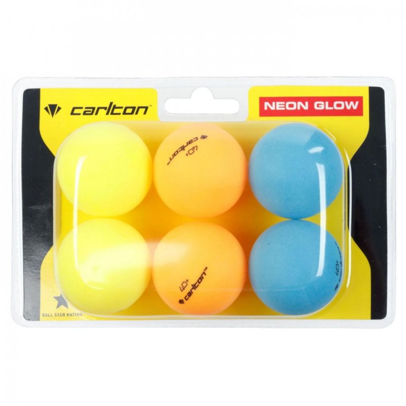 Carlton Neon Glow Table Tennis Balls 6 Pack Neon