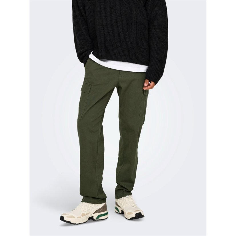 Only Men's Cargo Trousers Olive Night