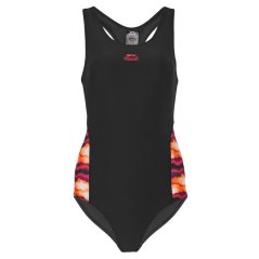 Slazenger Splice Racerback Swimsuit Womens Black/Orange