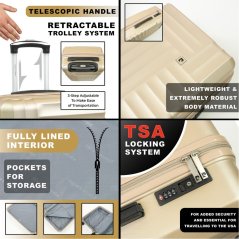 Pierre Cardin Soleil Hard Shell Cabin Suitcase Small Luggage Champagne