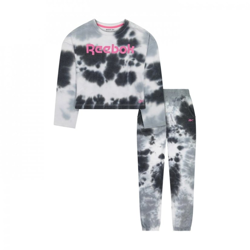 Reebok Crop Tracksuit Child Girls Black Tie-Dye