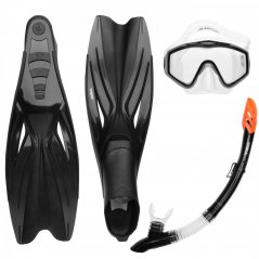 Gul Mask Snorkel And Fin Set Adults with tempered glass dive mask and travel bag Black