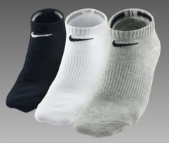 Nike New 3PPK Cotton Non Cushion No Show Socks White/Grey/Black