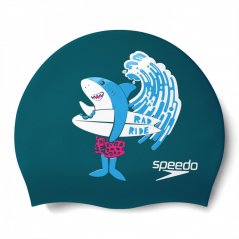 Speedo Printed Silicone Cap Juniors Blue