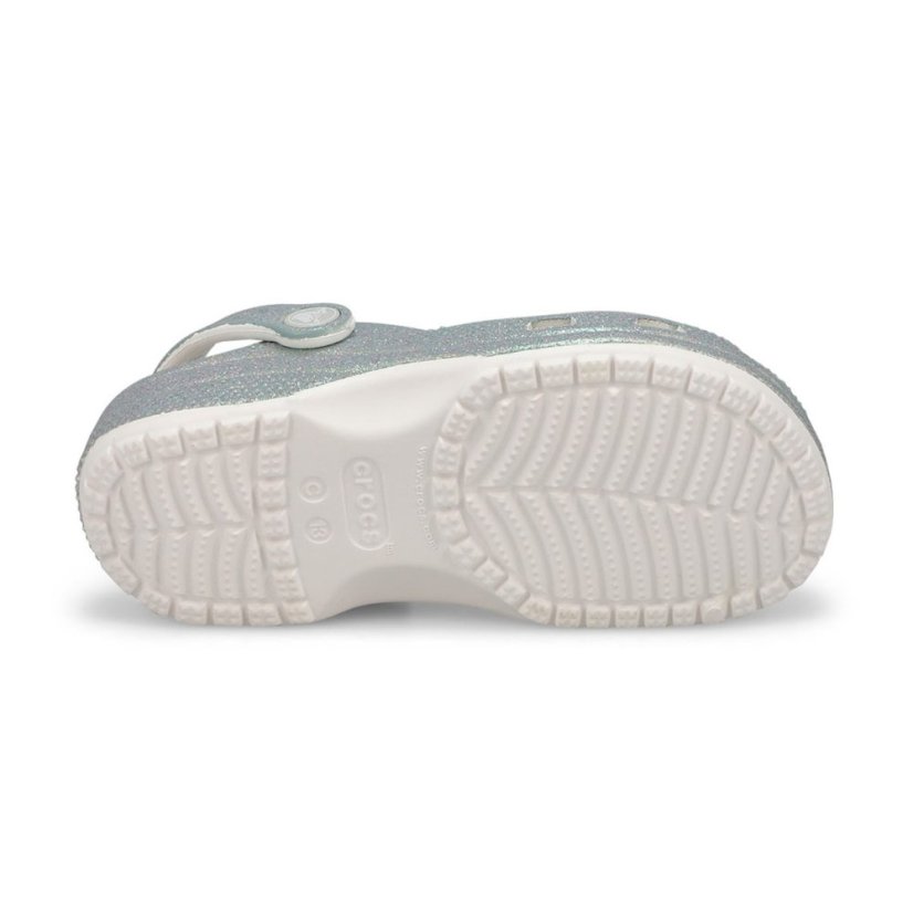 Crocs Unisex Kids' Classic Glitter Clogs White