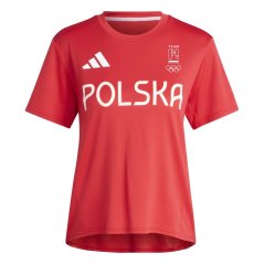 adidas Women's Poland Short Sleeve Performance Gym Top Better Scarlet