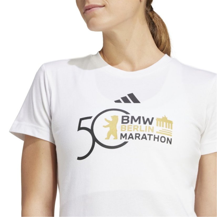 adidas Women's Ber24 Logo Short Sleeve Performance Running Top White