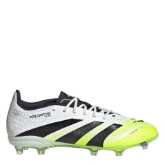 adidas Predator Elite Junior Firm Ground Football Boots White/Blk/Lemon