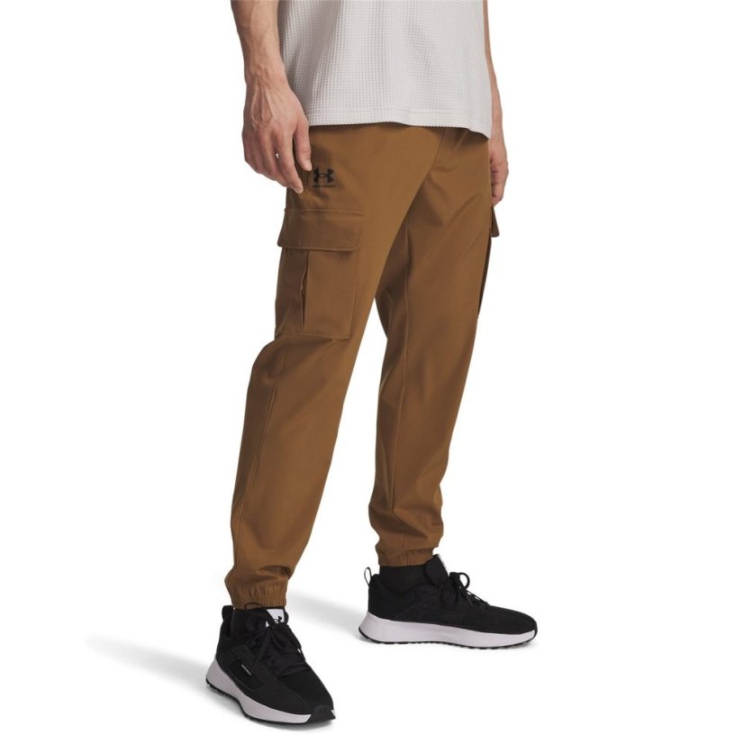 Under Armour Men's Vibe Woven Open Hem Fleece Joggers Brown