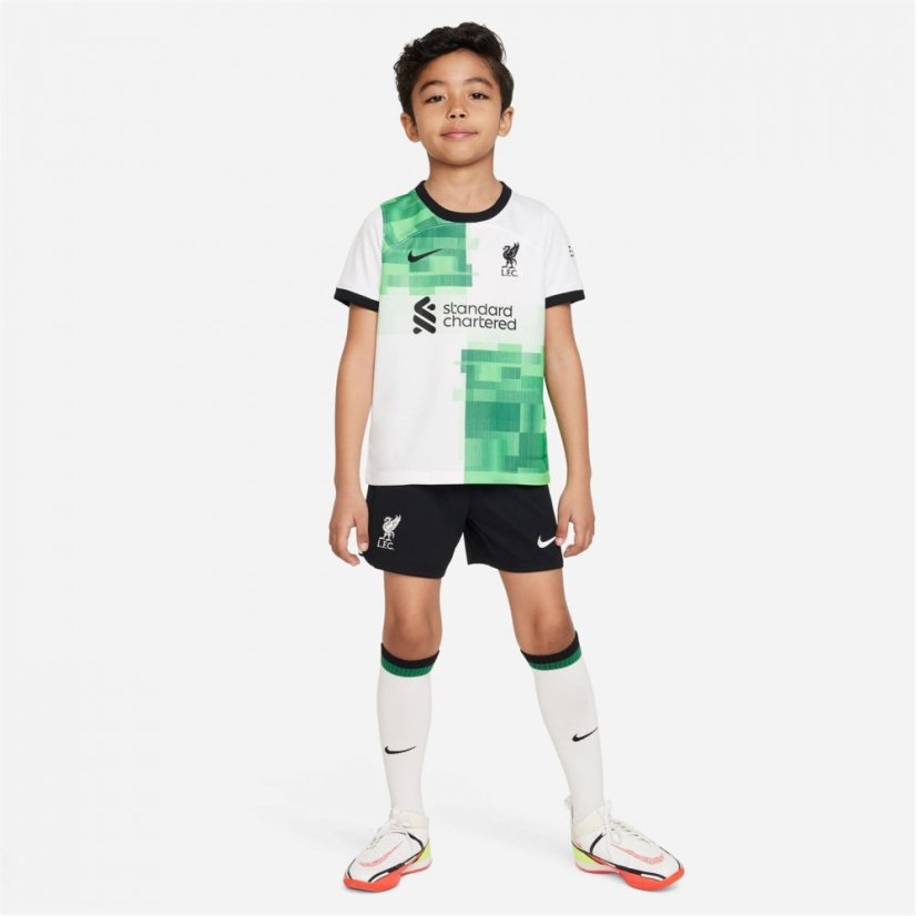 Nike Liverpool Away Minikit 2023 2024 Infants White/Green