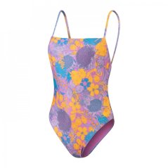 Speedo Printed Adjustable Thinstrap Swimsuit Womens Purple/Yellow