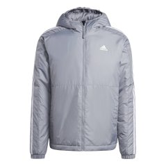 adidas 3 Stripe Essential Hooded Jacket Mens Grey