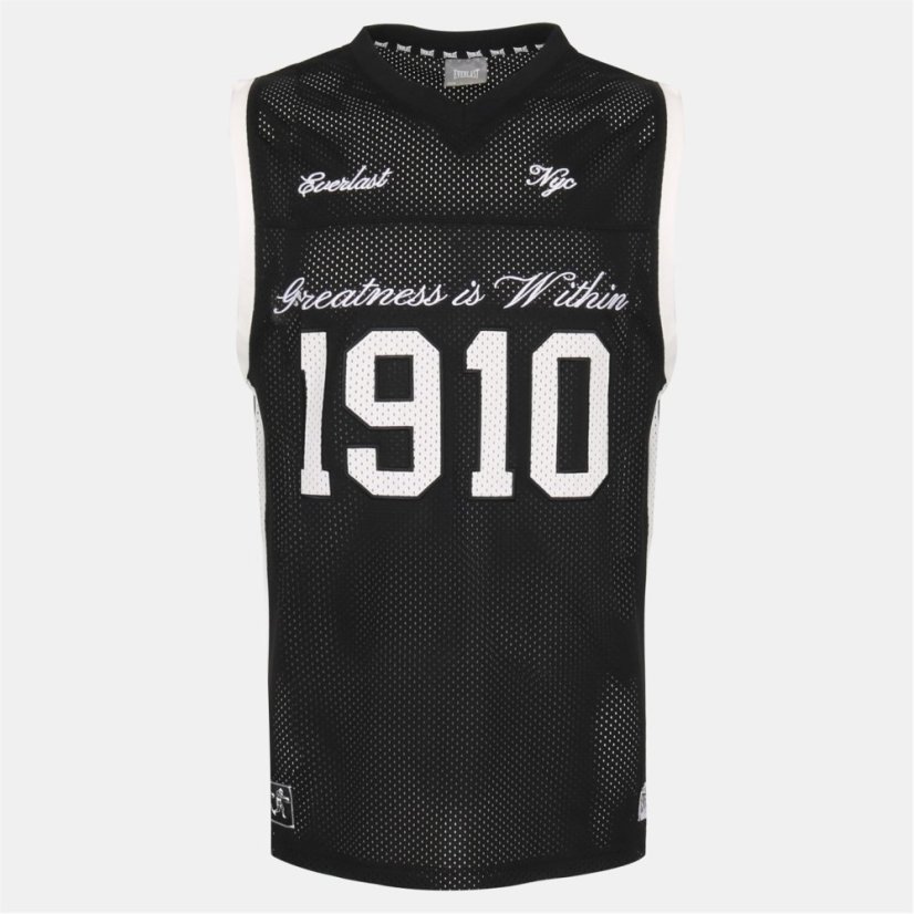 Everlast Men's BBall Top Oversized Fit Short Sleeve Performance T-Shirt Black