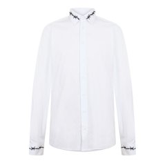 Criminal Damage Men's Barb Embroidered Long Sleeve Dress Shirt White